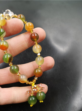 四海10毫米孔雀绿红玛瑙特价手链