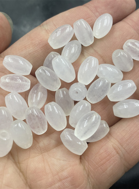 四海玉器 DIY饰品配件冰种白玉米珠散珠 冰白色玉石珠子散批