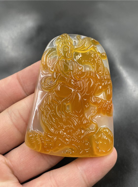 天然玉髓玛瑙吊坠山水牌挂坠