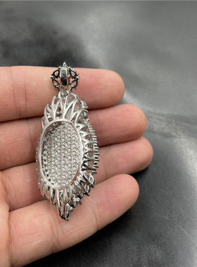 四海925银镶嵌蛋形玛瑙蓝玉髓