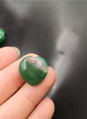 玉器天然厘米小号心形挂件绿玛瑙