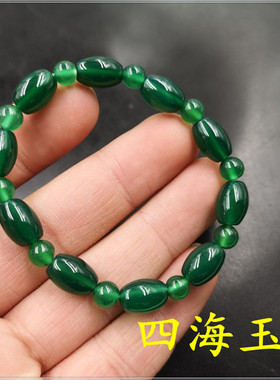 玉器天然绿色玛瑙手串