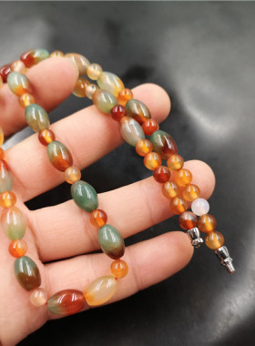 玉器天然孔雀绿玛瑙锁骨链