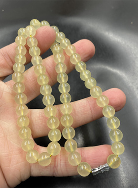 四海8毫米淡黄色玉石女式项链