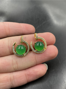 镶嵌绿玉髓吊坠玛瑙时来运转挂件