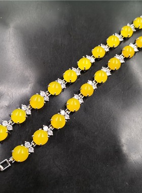 925银镶嵌黄色玉手链