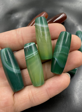 绿色玛瑙勒子筒珠散珠