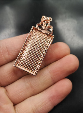 四海彩银镶嵌蓝色玛瑙方牌绿玉髓