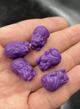 紫色紫云母立体通孔小貔貅