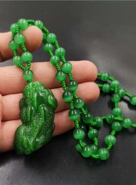 四海玉器祖母绿猫眼石绿色貔貅