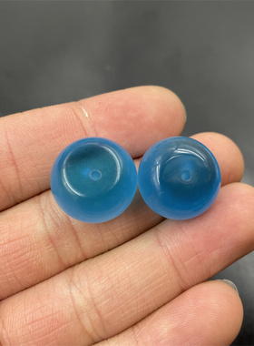 DIY饰品配件祖母绿猫眼石算盘珠散珠 蓝色猫眼石平安扣隔珠