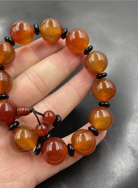 四海玉器天然红玛瑙毫米玉髓手链