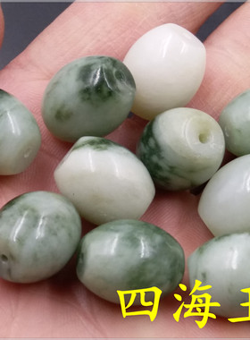 四海玉器 天然正品A货姜花岫玉米珠筒珠散批 特价