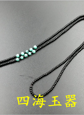 厂家直销绿松石圆珠黑曜石项链绳