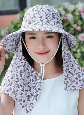 遮阳帽女夏季防晒帽骑车防风帽防晒帽户外采茶帽百搭大檐遮脸帽女