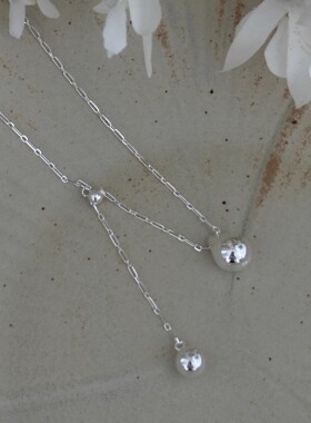 ins小众圆球水滴抽拉项链