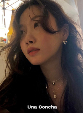 bornete黑玛瑙纯银爱心项链