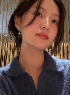 椭圆长款透明韩国耳饰黑玛瑙复古