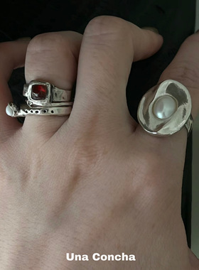 韩国Mars镀金小众复古捶打纹戒指