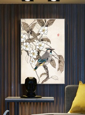 画芯工笔花鸟小清新风客厅背景墙