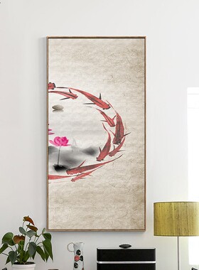 中式风水墨禅意画芯客厅背景墙