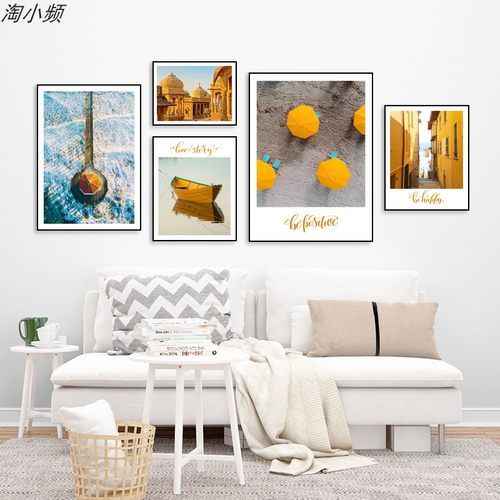 北欧现代建筑组合装饰画画芯简约客厅背景墙玄关壁画过道餐厅画心 - 图0