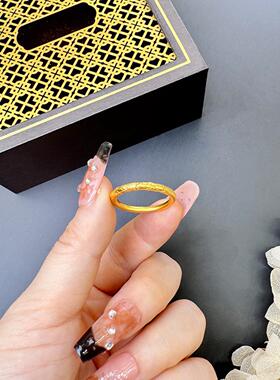 越南沙金雕花女戒百搭时尚