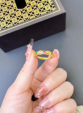 古法越南沙金珐琅彩戒指