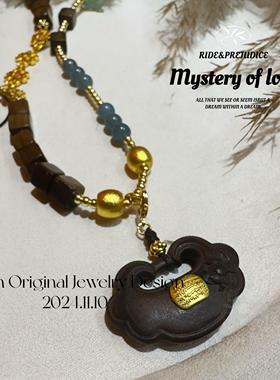 搭配精编沉香荷花礼物毛衣链棋楠