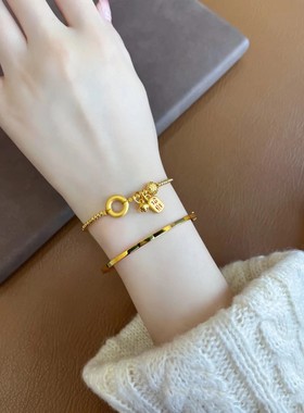 兔年本命年热卖金豆手链红色如意铃兰花葫芦古法沙金吊坠手链女