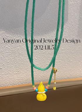 秋冬新款琉璃珠小鸡项链