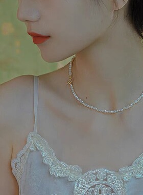 STINA3mm珍珠巴洛克项链女气质百