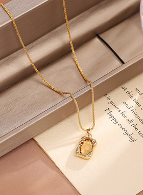 STINA新款法式复古水晶几何吊坠