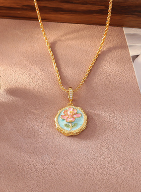 STINA轻奢高级感珐琅荷花淡水珍