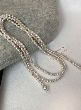 STINA施家超长款珍珠项链女可叠