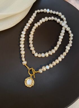 STINA珍珠秋冬巴洛克毛衣链女轻