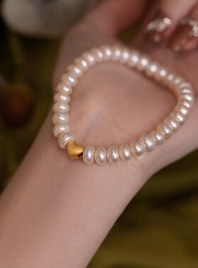 STINA铜合金5mm珠珠桃心爱心手链