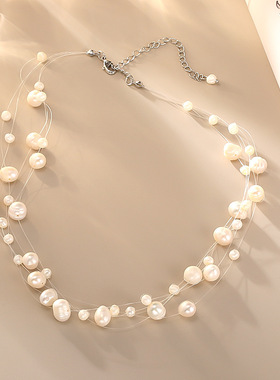 STINA新款满天星淡水珍珠项链轻