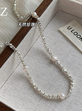 STINA新款碎银子淡水珍珠项链女