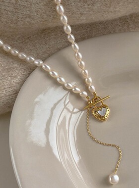 STINA新款淡水爱心贝壳项链女复