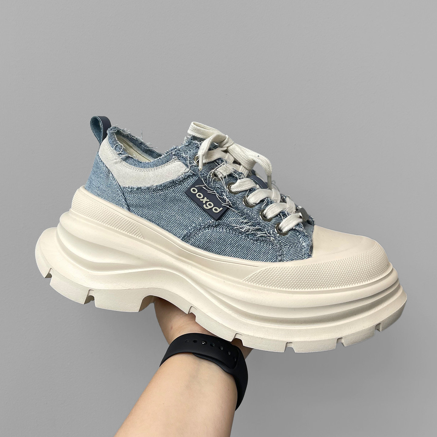 【7CM增高鞋】小众设计牛仔帆布鞋男女款厚底运动休闲鞋子老爹鞋 - 图2