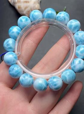 正品天然拉利玛高品质海纹石13mm圆珠手串文玩收藏工艺珠宝饰品