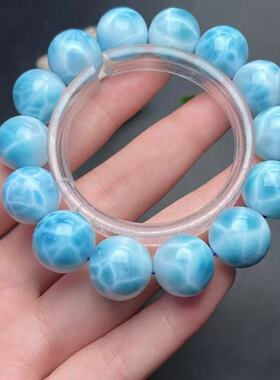 正品天然拉利玛高品质海纹石15mm圆珠手串文玩收藏工艺珠宝饰品