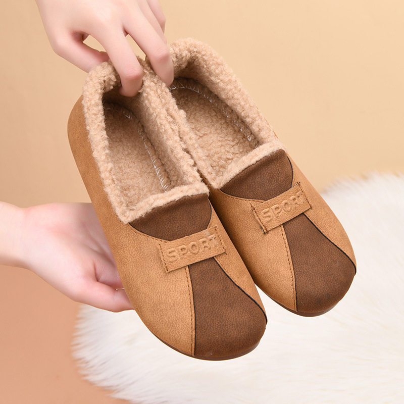 棉鞋女新款休闲加绒加厚妈妈鞋一脚蹬时尚百搭保暖豆豆鞋,淘宝优惠券,粉丝福利购,淘宝优惠卷