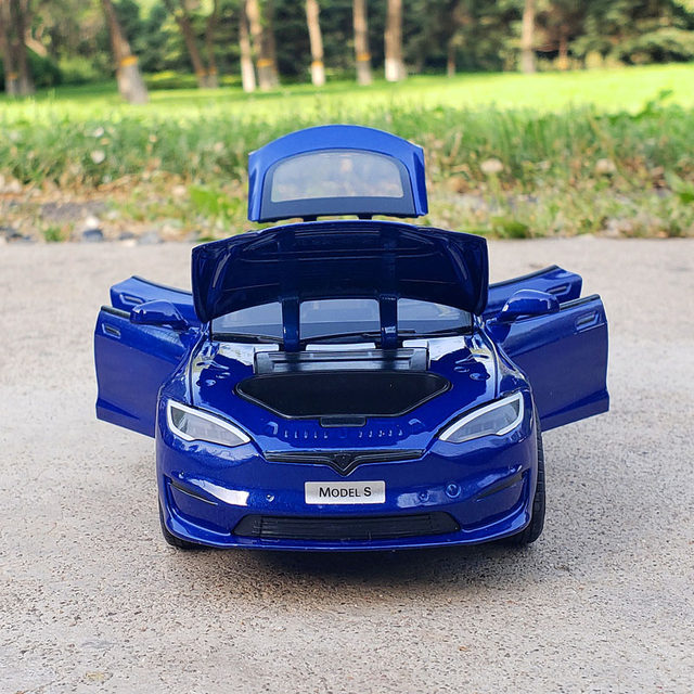1/24 Tesla Model s alloy car model door opening sound and light return force simulation metal ornament toy car