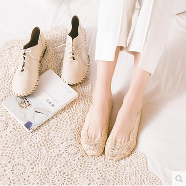 夏季女士薄款隐形袜韩国蕾丝浅口船袜女硅胶防滑不掉跟短袜子纯色,淘宝优惠券,粉丝福利购,淘宝优惠卷