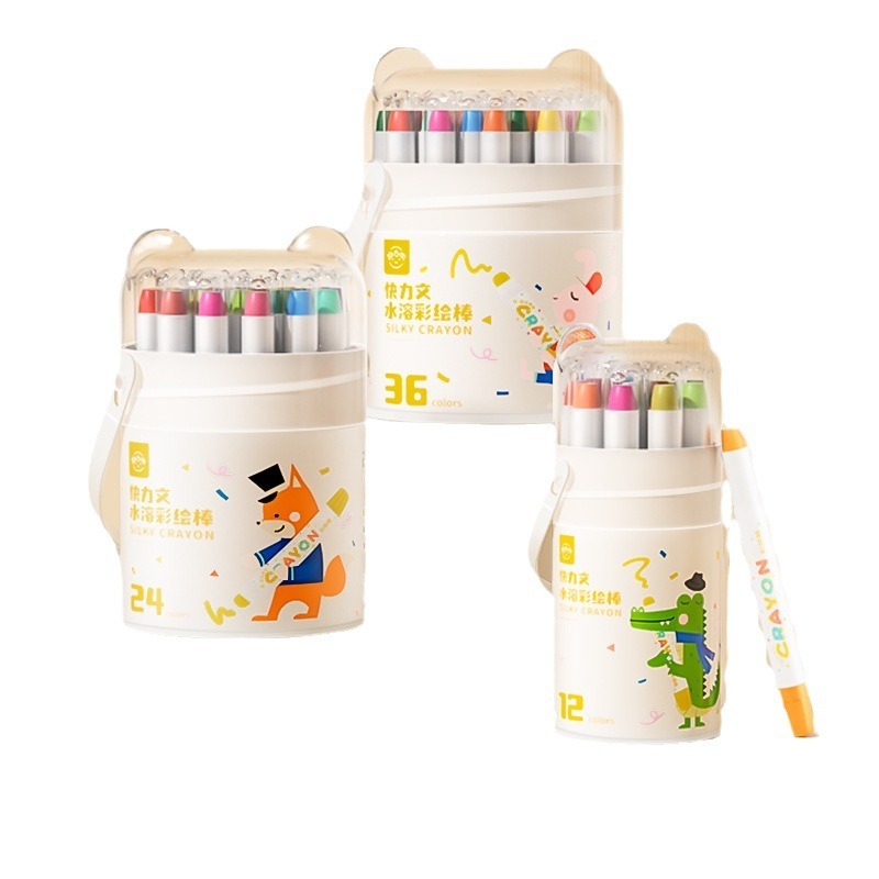 油画棒蜡笔儿童安全无毒不脏手可水洗幼儿园美术专用炫彩棒套24色