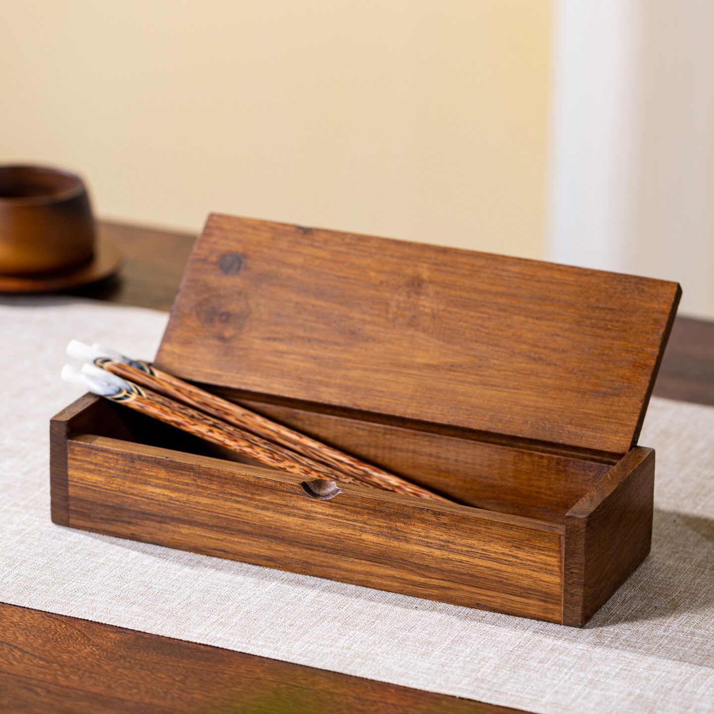 泰国实木筷子盒家用高档木质收纳盒长方形带盖首饰盒创意桌面摆件,淘宝优惠券,粉丝福利购,淘宝优惠卷