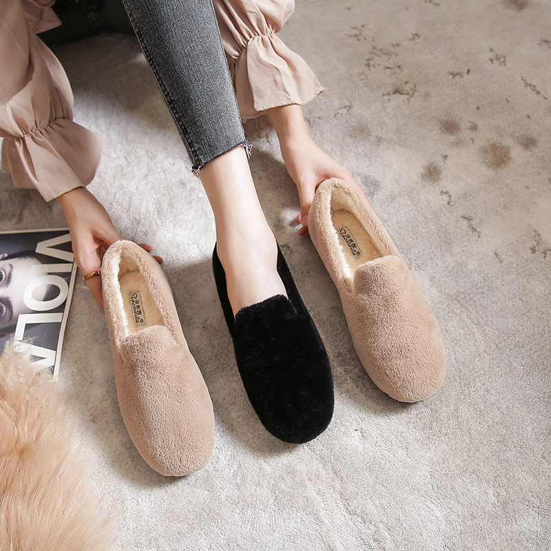 法式毛毛鞋2025仙女风平底新款圆头棉鞋秋冬外穿时尚加绒豆豆单鞋,淘宝优惠券,粉丝福利购,淘宝优惠卷