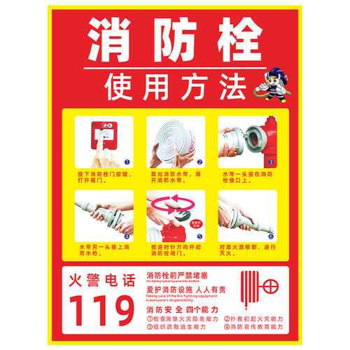 消防栓贴纸消火栓灭火器标识牌二氧化碳干粉灭火器使用方法说明消防安全指示贴室外消防柜门箱标示定制标志牌 - 图3